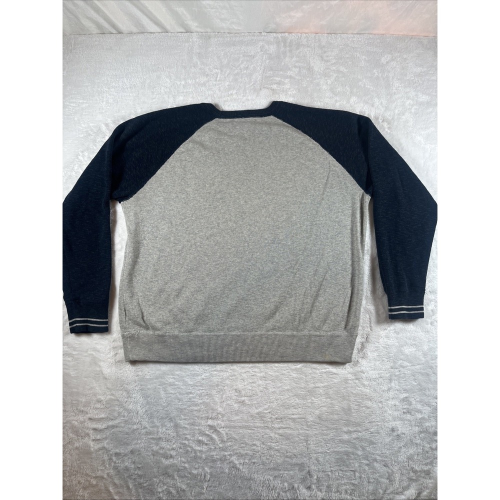 POLO Ralph Lauren Mens Large Rib Knit Gray Navy Colorblock Thermal Crew Pullover - Picture 6 of 8
